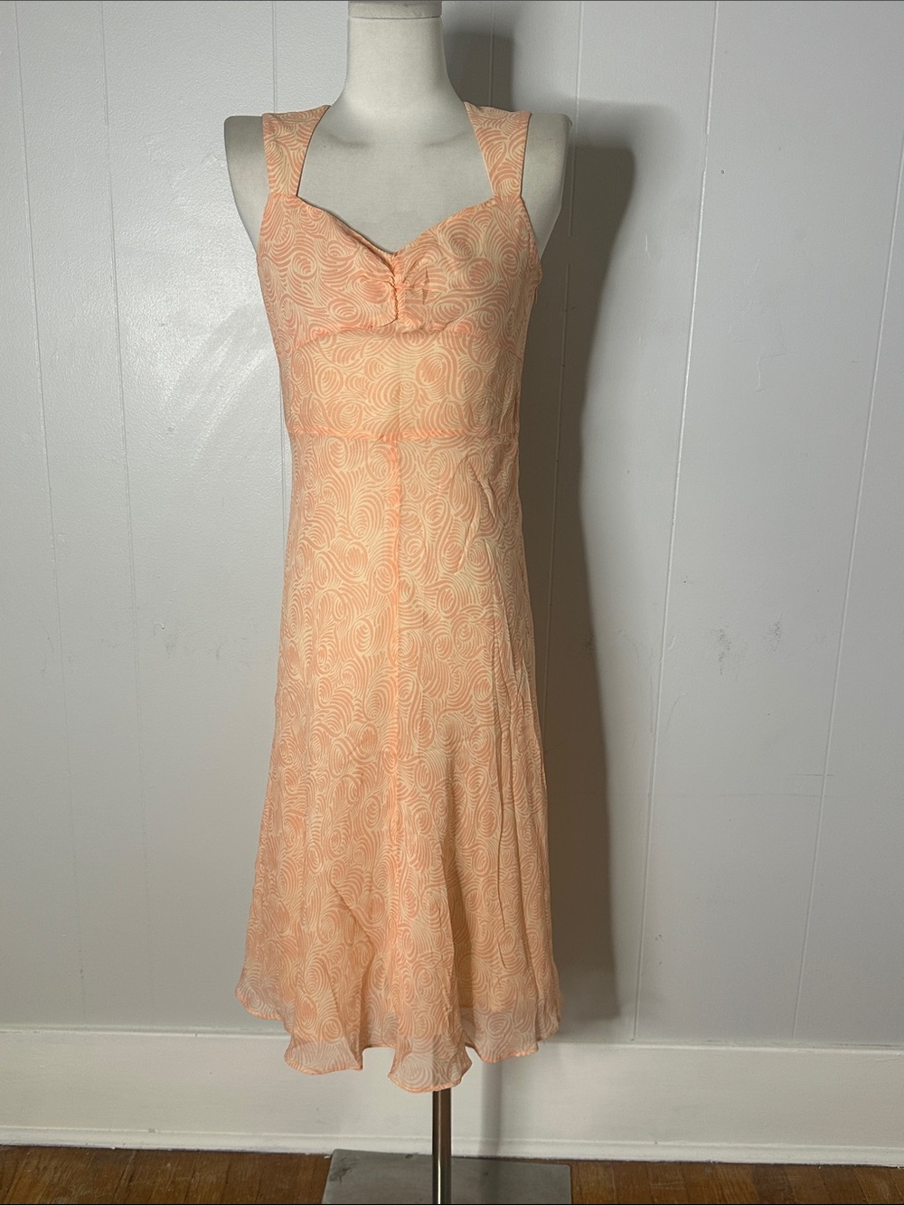 Vintage 90s Does 30s Silk Bias Cut Open Back MIDI Dress